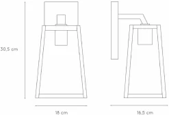 Lucide Matslot E27 Wandlamp - Zwart -Buiten koken Winkel 816 1200 29829 01 30 technical drawing