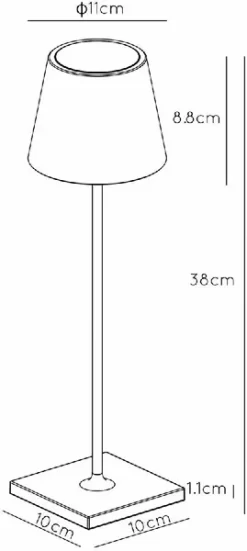 Lucide Justin Led Tafellamp - Wit -Buiten koken Winkel 900 404 27888 03 31 technical drawing