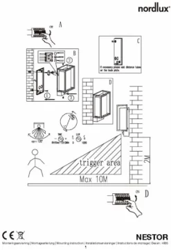 Nordlux Nestor Sensor Led Wandlamp Zwart -Buiten koken Winkel 900 615 5701581464988.4