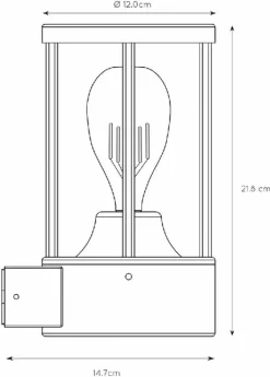 Lucide Lori E27 Sensor Wandlamp - Antraciet -Buiten koken Winkel 900 644 14893 01 30 technical drawing