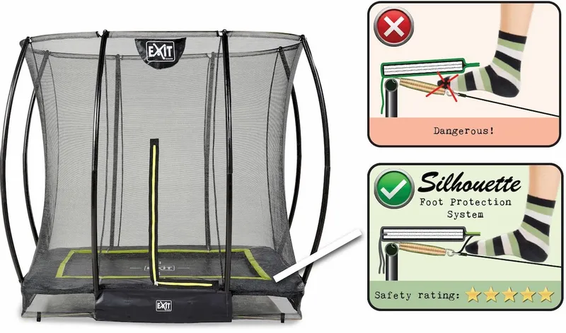 EXIT TOYS Exit Silhouette InGround Trampoline Met Net - 214 X 153 Cm - Zwart 4 EXIT TOYS Exit Silhouette InGround Trampoline Met Net - 214 X 153 Cm - Zwart - Afbeelding 4